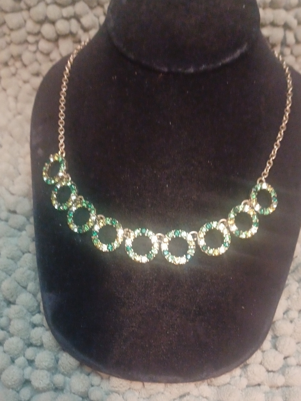 J.Crew Green Rhinestone Wreath Necklace